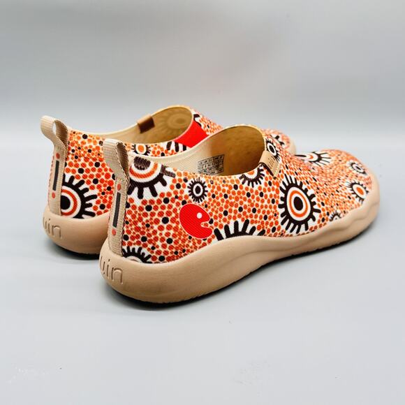 UIN Shoes Womens 10.5 Orange Canvas Abstract Art Print Slip On Casual Travel - Picture 7 of 10